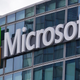 A Microsoft logo in Issy-les-Moulineaux near Paris, France.